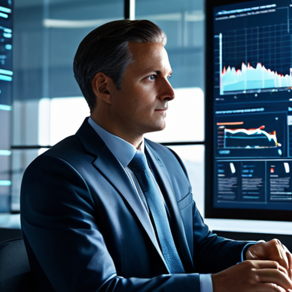 A professional data scientist, fully clothed in a modest business suit, is seated comfortably at a futuristic workstation in a sunlit, modern office. The background features abstract, glowing data visualizations and subtle holographic interfaces, symbolizing advanced predictive analytics. The individual is engaged, looking thoughtfully at a screen, embodying innovation and insight. The atmosphere is calm and highly professional. High-resolution, professional photography, natural lighting, well-formed hands, proper finger count, perfect anatomy, natural proportions, appropriate attire, safe for work, fully clothed, family-friendly content.