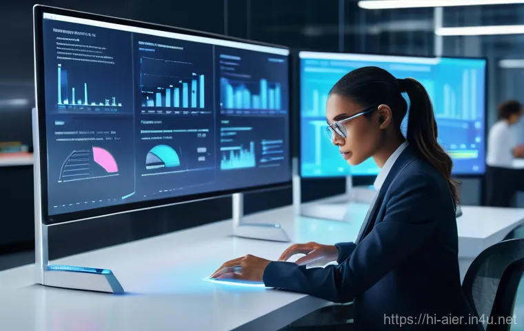 AI 연구와 학습에서의 장애 극복 - **Prompt: AI-Enhanced Professional Efficiency**
"A vibrant, futuristic office environment bustli...