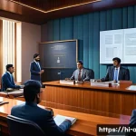 Home 21 AI 관련 특허와 저작권 이슈 - A detailed courtroom scene in a modern Indian setting, featuring a diverse group of lawyers and judg...
