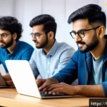 Home 23 AI 학습용 무료 리소스 추천 - A vibrant online learning environment showcasing a diverse group of Indian students engaging with AI...